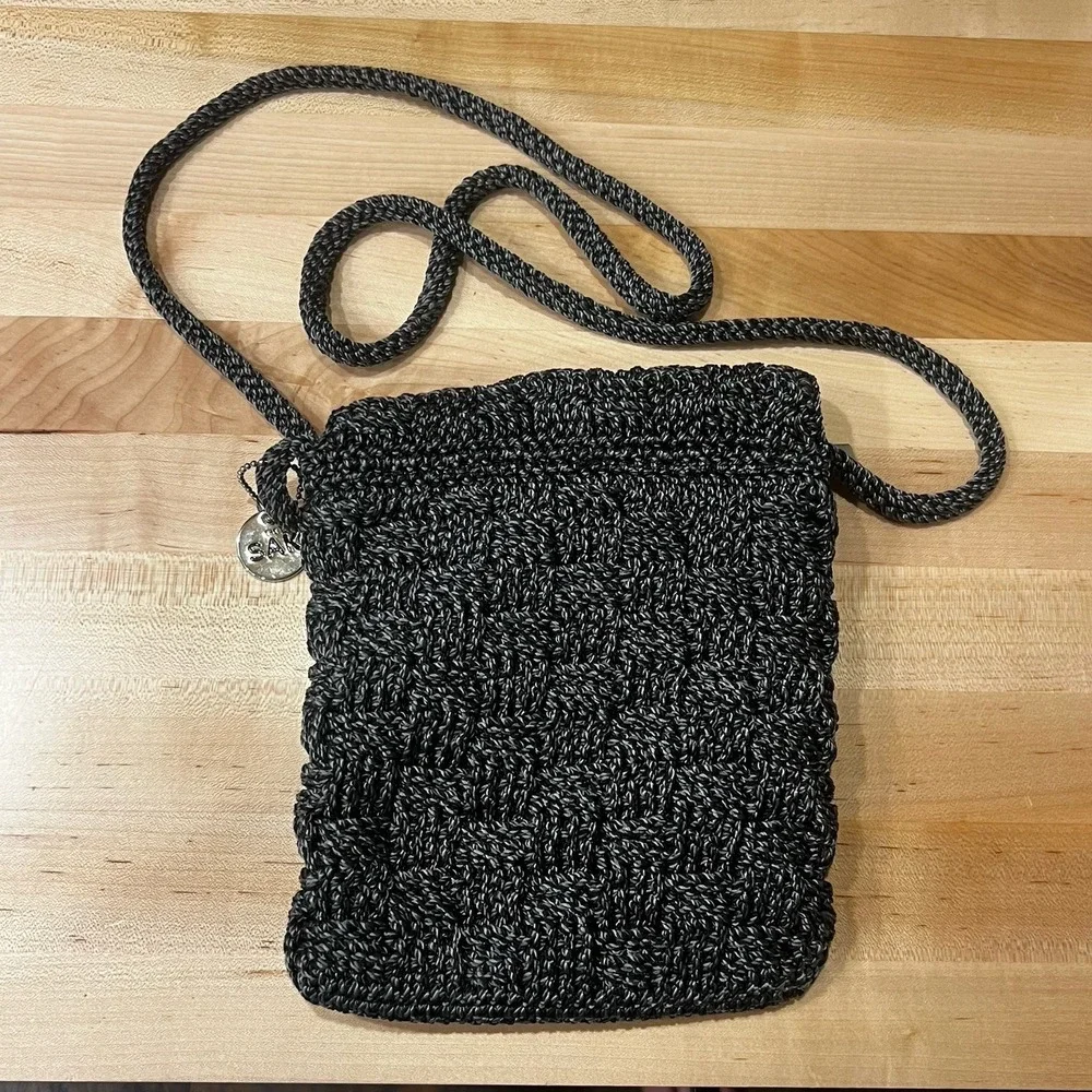 The‎ Sak | Dark Gray Crochet Flap Crossbody Purse 9
